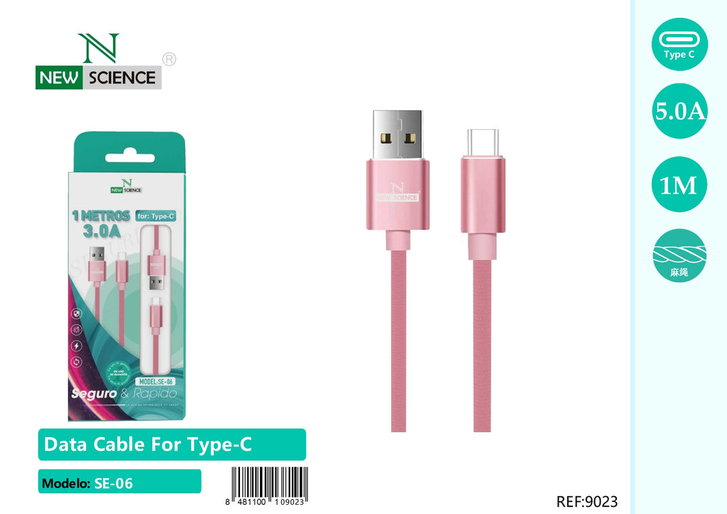 Cable USB a Type C 3.0A 1M SE-06 Rosa