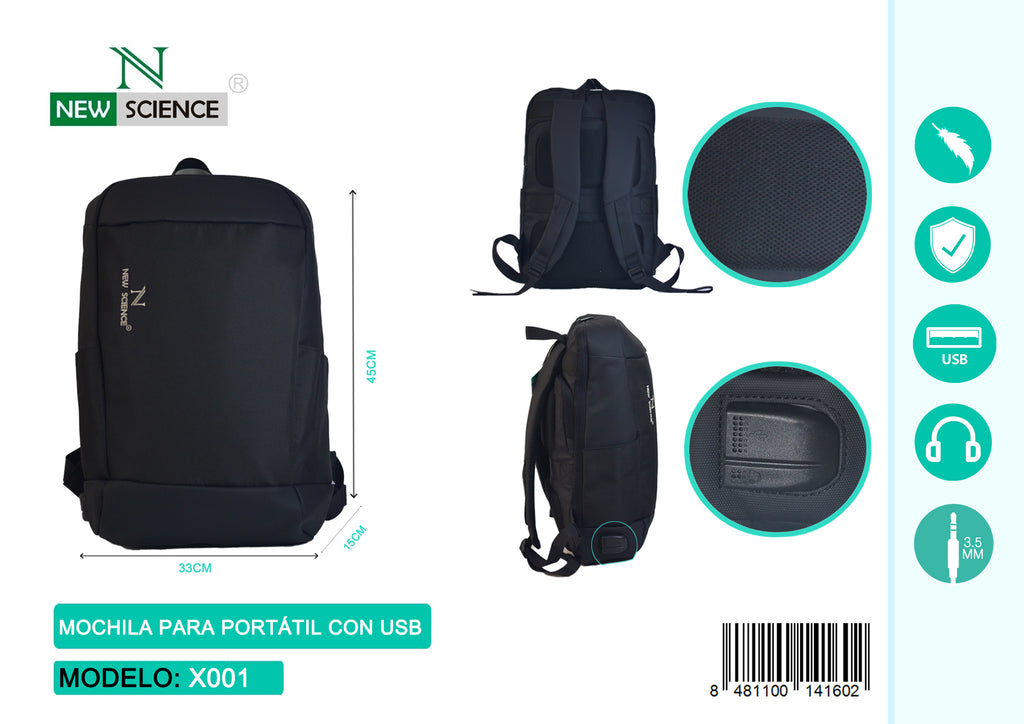 Laptop Backpack with USB/AUX X001