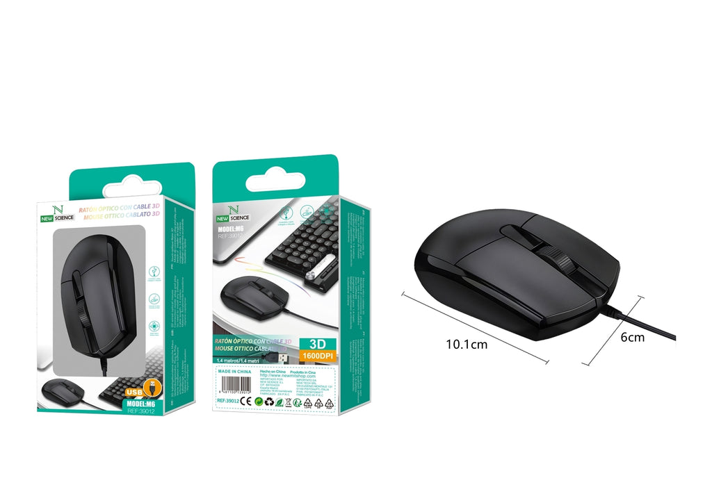 Mouse com cabo M6 preto