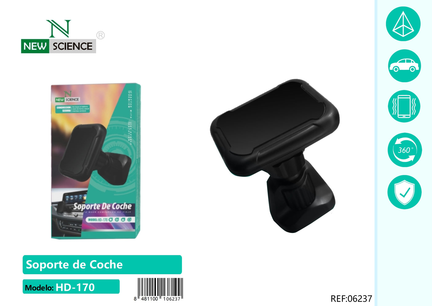 Grade AC de suporte para carro 2 em 1 + adesivo magnético HD-170/HD-171