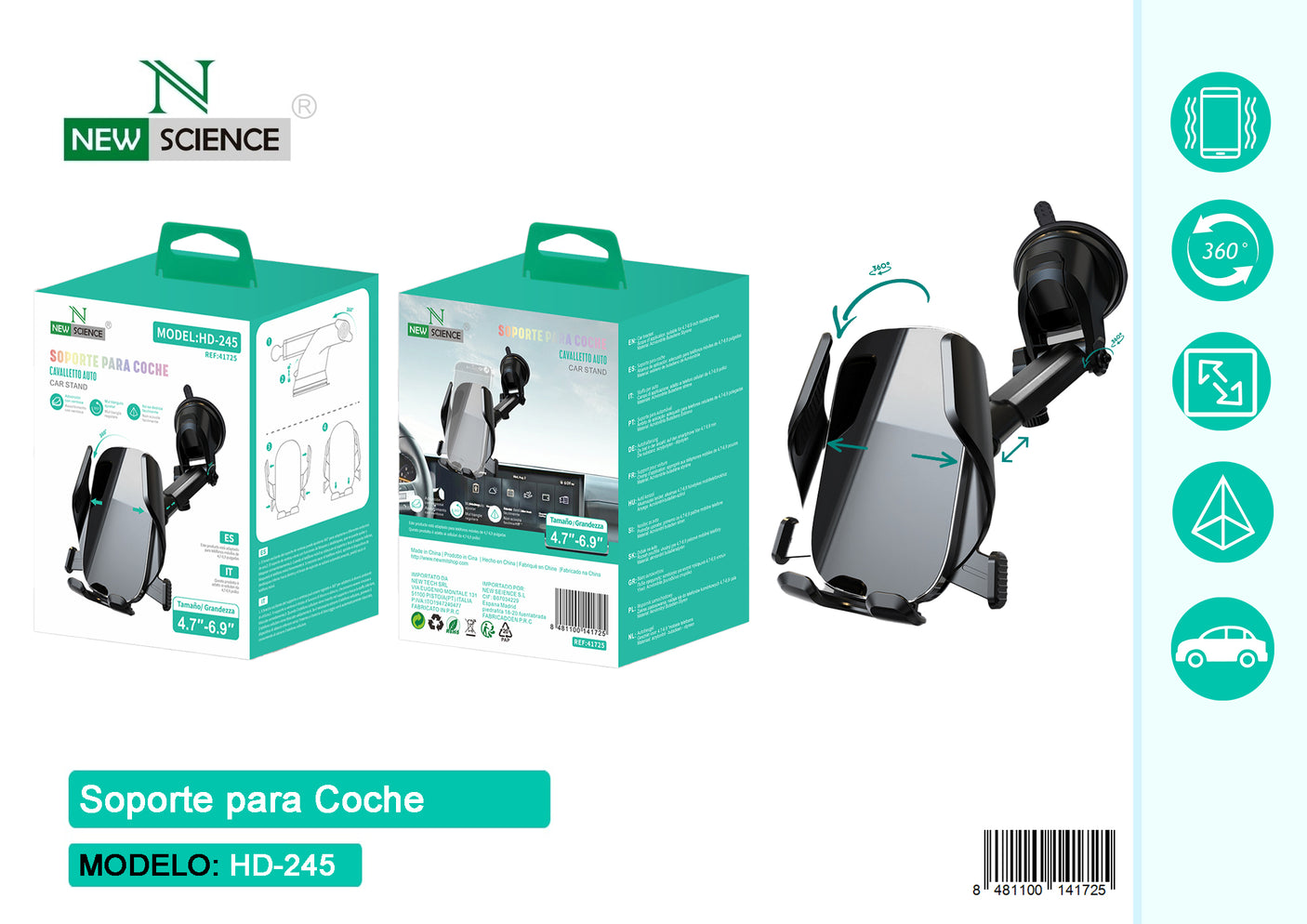 Soporte Coche con Ventosa HD-245